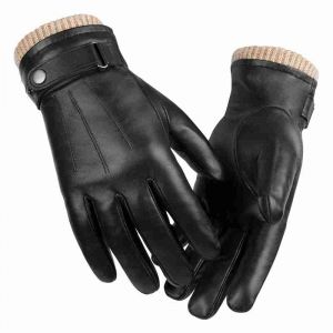 Winter sheepskin warmth outdoor sports business driving men's fleece windproof gloves