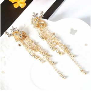 Lady's Cubic Zircon Tassel Drop Earrings Trendy Dangle Earrings 