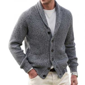 Lapel cardigan button sweater men's sweater