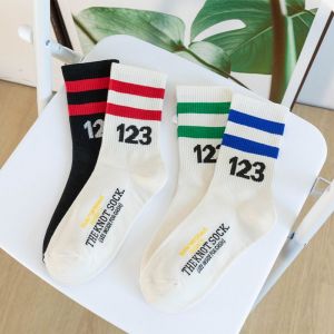 Striped mid-tube cotton socks